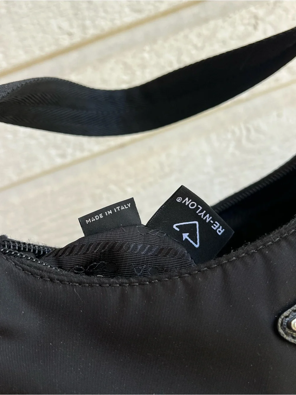 PRADA Re-Edition 2000 Black Nylon Hobo Baguette Shoulder Bag Galleria